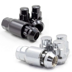 Chrome or Black Locking Lug Nuts or Bolts - Set of 4 Nuts + Key