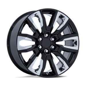 Performance Replicas Pr225 Wheels Rims 24x10 6x139.7 Gloss Black With Chrome Accents 31mm | PR225BP24106131