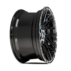 4Play 4Ps28 Wheels Rims 24x10 6x139.7 6x135 Gloss Black W/ Brushed Face & Tinted Clear 24mm | 4PS28-24100-6D55-24BBT