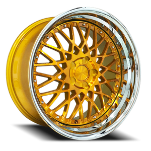 DOORBUSTER PRICING! - Rennen Csl-5 Wheel 20x8.5 5x120 Tinted Gold w/ Chrome Step Lip 15mm - FREE T-SHIRT INCLUDED! | SL520850K015CTY101