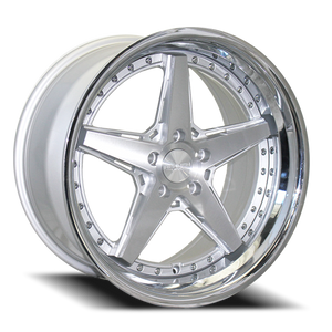 DOORBUSTER PRICING! - Rennen Csl-7 Wheel 19x8.5 5x115 Silver Brushed w/ Chrome Step Lip 15mm - FREE T-SHIRT INCLUDED! | Sl719850J015CSX101