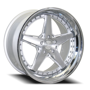 DOORBUSTER PRICING! - Rennen Csl-7 Wheel 20x10.5 5x114.3 Silver Brushed w/ Chrome Step Lip 25mm - FREE T-SHIRT INCLUDED! | SL720105I025CSX101