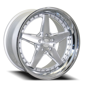 DOORBUSTER PRICING! - Rennen Csl-7 Wheel 20x9 5x112 Silver Brushed w/ Chrome Step Lip 15mm - FREE T-SHIRT INCLUDED! | SL720900H015CSX101