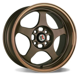 Traklite Burn Wheels Rims 15x8 4x100 Matte Bronze W/ Machined Bronze Lip 20mm | TLBU-787