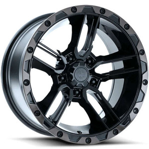 American Outlaw Railcar Wheel 17x8.5 6x139.7 Black w/ Machined Edge & Black Tint -10mm