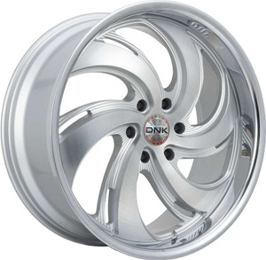Dnk 702 Wheels Rims 22x9 5x127 Silver Machined W/ Stainless Lip 15mm | 702BFMSL-229050+15