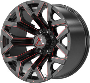Hartes Metal Hawkish Wheels Rims 20x9 6x135 6x139.7 Black Milled W/ Red Tint 15mm | 78220L12VN15KCECDTR2MHF