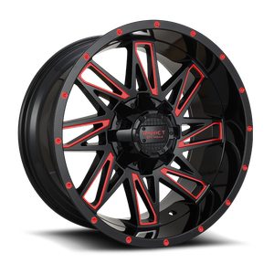 DOORBUSTER PRICING! - Impact Off-Road 814 Wheel 18x9 5x139.7 & 5x127 Gloss Black w/ Red Milling -12mm - FREE T-SHIRT INCLUDED! | 814GBR-89056-12