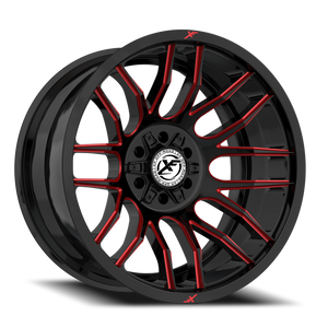 DOORBUSTER PRICING! - Xf Off-Road Xf-232 Wheel 20x9 6x135 & 6x139.7 Gloss Black & Red Machined 12mm | XF-232209061351397+12GBRM