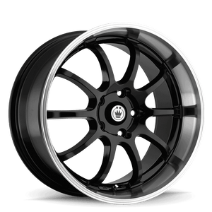 Konig 26Mb Lightning Wheels Rims 15x7 4x100 Gloss Black W/ Machined Lip 38mm | 26MB-LI57100385