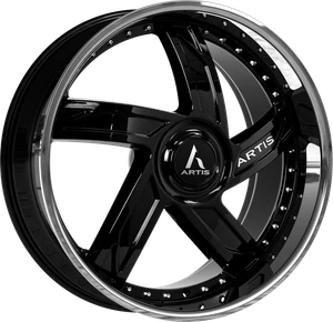 Lexani Vestavia Wheels Rims 24x9 Blank Custom Drilled Gloss Black W/ Stainless Chrome Lip 0mm | A206-2490-00-00FBS