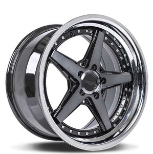 Rennen Csl-7 Wheels Rims 20x10.5 Blank Custom Drilled Tinted Black W/ Chrome Step Lip 18mm | SL720105ZZ18CTB101