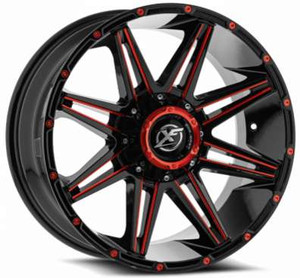 Xf Off-Road Xf-220 Wheels Rims 17x9 Blank Custom Drilled Gloss Black & Red Milled 0mm | XF-22017905X6XBL+0GBRM