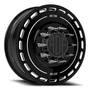 Adf Ltd Dually Wheel 22x8.25 8x165.1 Gloss Black/Machined 144mm - FREE T-SHIRT INCLUDED! | D204BM228222+144