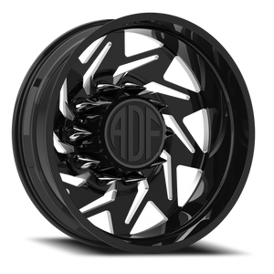 Adf Flex Left Dually Wheel 26x8.25 8x170 Gloss Black/Machined -156mm - FREE T-SHIRT INCLUDED! - MINIMUM PURCHASE OF 4 WHEELS | D205BM268223-156L
