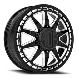 Adf Taladega Dually Wheel - 24x8.25 8x165.1 Gloss Black/Machined 144mm - FREE T-SHIRT INCLUDED! | D302BM248221+144