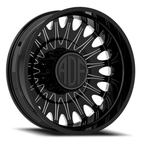 Adf Roulette Dually Wheel 26x8.25 8x165.1 Gloss Black/Machined -156mm - FREE T-SHIRT INCLUDED! - MINIMUM PURCHASE OF 4 WHEELS | D305BM268222-156