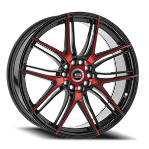 DOORBUSTER PRICING! - Spec-1 Sp-56 - Wheel - 17x7.5 5x108 & 5x114.3 Gloss Black & Red Machined 42mm | SP-5617753242BMR