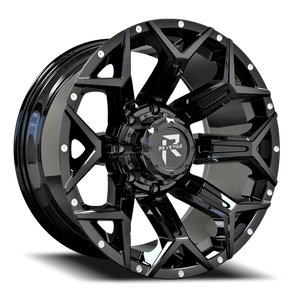 Revenge Rv202 Wheel 20x9 8x170 Gloss Black w/ Milled Lip 0mm | RV202-20908170+00B