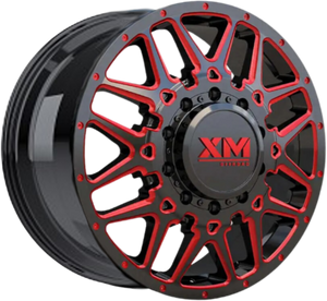 Xm Offroad Dually Xm-900 Wheels Rims 22x8.25 8x165.1 Black W/ Red Milling 105mm