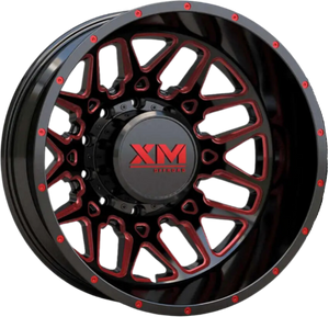 Xm Offroad Dually Xm-900 Wheels Rims 24x8.25 8x165.1 Black W/ Red Milling -221mm