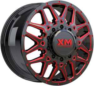 Xm Offroad Dually Xm-900 Wheels Rims 22x8.25 8x210 Black W/ Red Milling 105mm