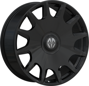 Massiv 927 Wheels Rims 22x9 5x115 5x120 Gloss Black W/ Floating Cap 15mm | MAS927-22914B-FC