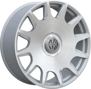 Massiv 927 Wheels Rims 24x9 5x114.3 5x120 Silver Brushed W/ Floating Cap 30mm | MAS927-24913SBR-FC