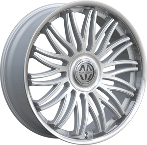 Massiv 928 Wheels Rims 22x9 5x115 5x120 Silver Brushed W/ Stainless Lip And Floating Cap 15mm | MAS928-22914SBR-FC