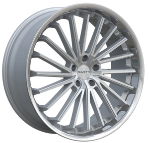 Ravetti M14 Wheels Rims 20x10 5x120 Silver Brushed W/ Stainless Lip 40mm | RAV-M14-2166SBR