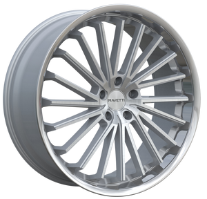 Ravetti M14 Wheels Rims 20x8.5 5x114.3 Silver Brushed W/ Stainless Lip 38mm | RAV-M14-2865SBR