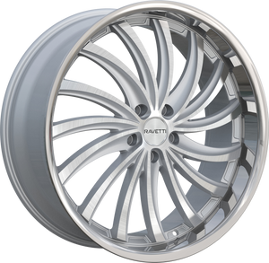 Ravetti M15 Wheels Rims 20x8.5 5x114.3 Silver Brushed W/ Stainless Lip 35mm | RAV-M15-2865SBR