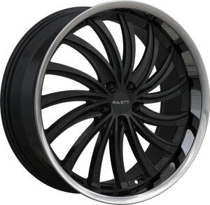Ravetti M15 Wheels Rims 20x8.5 5x120 Gloss Black W/ Stainless Lip 15mm | RAV-M15-2867B