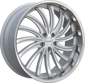 Ravetti M15 Wheels Rims 20x8.5 5x120 Silver Brushed W/ Stainless Lip 15mm | RAV-M15-2867SBR