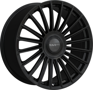 Ravetti M17 Wheels Rims 22x9 5x114.3 5x127 Gloss Black W/ Floating Cap 30mm | RAV-M17-22955B-FC