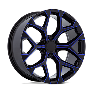 Performance Replicas Pr176 Wheels Rims 20x9 6x139.7 Gloss Black Machined W/ Blue Milling 24mm | 176BL-295824
