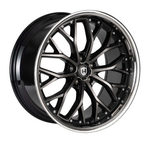 Curva Cff76 Wheels Rims 20x10 5x112 Gloss Black Machined Face Dark Tint Stainless Lip 35mm | CFF76-20101123566TBSL