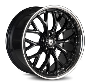 Curva Cff76 Wheels Rims 20x10 5x114.3 Gloss Black Stainless Lip 35mm | CFF76-20101143573BSL