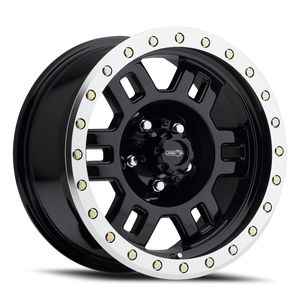 Vision Manx 398 Wheel 17x8.5 5x127 Gloss Black With Machined Lip 0mm | 398-7873GBML0