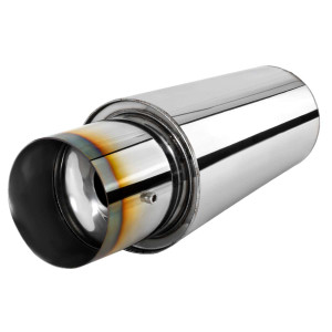 Spec-D Style Spiral Muffler w/ 2.5 Inch Inlet & Burnt Tip | SPE MF-SS310T