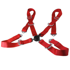 Spec-D 4 Point Harness Cam Lock Seat Belt - Red | SPE RSB-4PTRED-RS