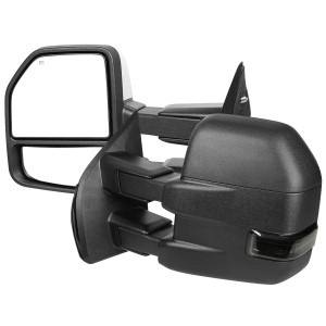 Spec-D Black Texture Towing Mirrors w/ Smoked Turn Signal | SPE RMX-F15015F3GH-P-FS