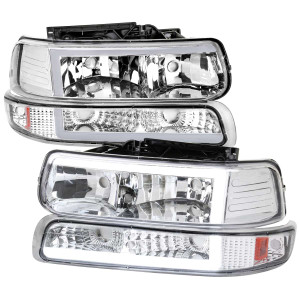 Spec-D Headlight & Bumper Light Combo w/ Chrome Housing & Amber Reflector | SPE 2LBLH-SIV99-G3-RS