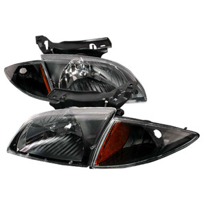 Spec-D Black Headlight with Corner Light w/ Crystal Housing | SPE 2LCLH-CAV00JM-KS