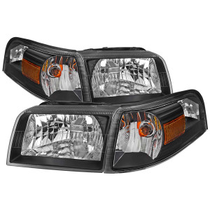 Spec-D Headlight with Corner Light w/ Black Housing & Amber Reflector | SPE 2LCLH-GMAR06JM-GO