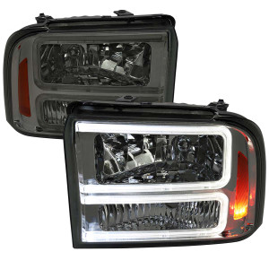 Spec-D Smoked Headlights w/ Chrome Housing & Amber Reflector | SPE 2LH-F25005G-G3-RS