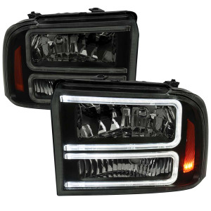 Spec-D Smoked Headlights w/ Black Housing & Amber Reflector | SPE 2LH-F25005SM-G3-RS