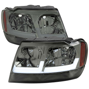 Spec-D Smoked Headlights w/ Chrome Housing & Amber Reflector | SPE 2LH-GKEE99G-G3-RS