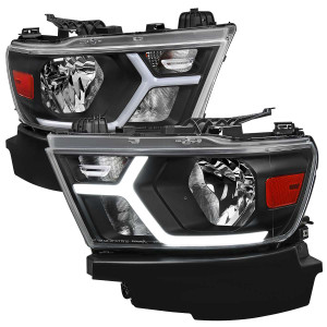 Spec-D Headlights w/ Black Housing & Amber Reflector | SPE 2LH-RAM1915JM-G3-RS