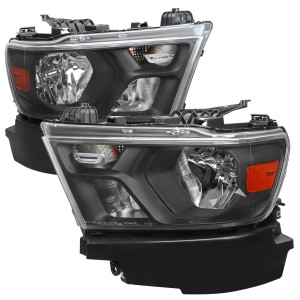 Spec-D Headlights w/ Black Housing & Amber Reflector | SPE 2LH-RAM1915JM-RS